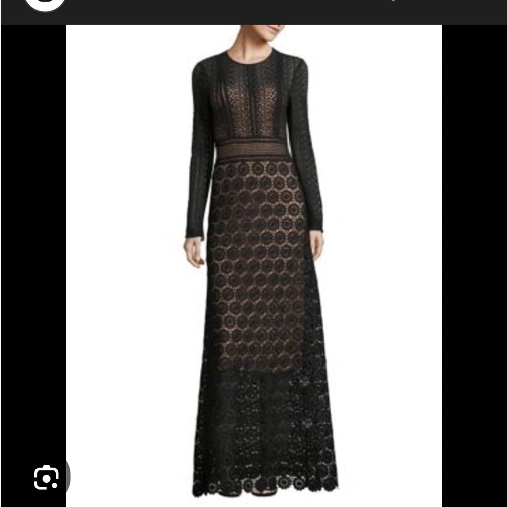 NWT Theory Arabella Black Lace Crochet Dress Gown Size 2
